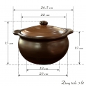 kích thước nồi đất men nâu 3 lít