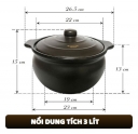 Kích thước nồi đất bếp từ 3 lít