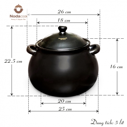 kích thước nồi sứ 5 lít