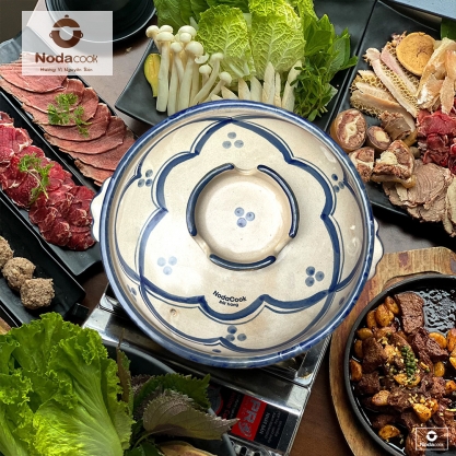Nồi đất nấu lẩu bò 2.5 lít vẽ hoạ tiết tranh tràm
